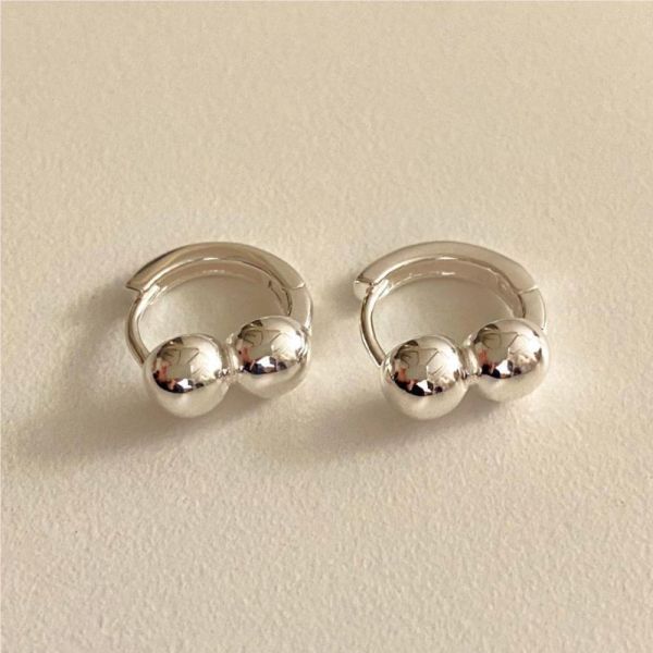 韓國 雙胞胎圓珠 洗澡睡覺免拆 純銀易扣耳環 韓系純銀耳環,S925抗敏耳釘,女生氣質耳環推薦,小巧純銀耳環,抗敏耳環不過敏,百搭日常耳環,簡約韓系耳飾