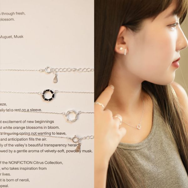 韓系不規則鋯石 圓圈純銀項鍊 韓系純銀項鍊,S925鎖骨鍊推薦,女生百搭項鍊,韓系氣質鎖骨鍊,抗敏項鍊推薦,日常穿搭項鍊