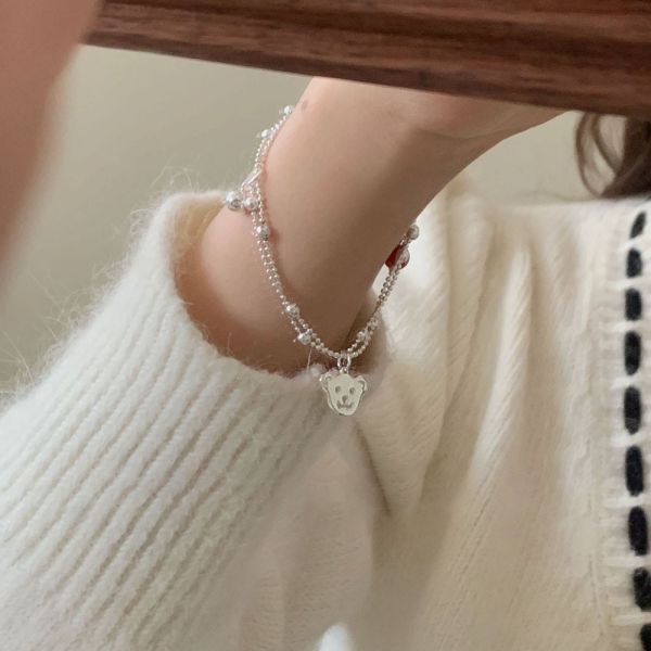 童話小熊熊手鍊 韓系純銀手鍊,S925抗敏手環,簡約手鍊推薦,女生日常百搭手鍊,情侶手鍊純銀,姐妹手鍊禮物,純銀手環,韓系風格,個性手鍊推薦