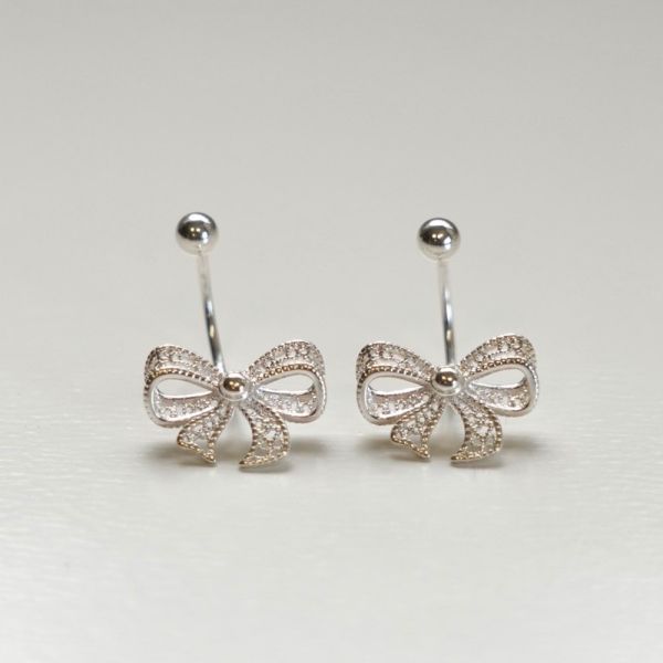 下架｜蝴蝶蕾絲後掛式轉珠耳釘 