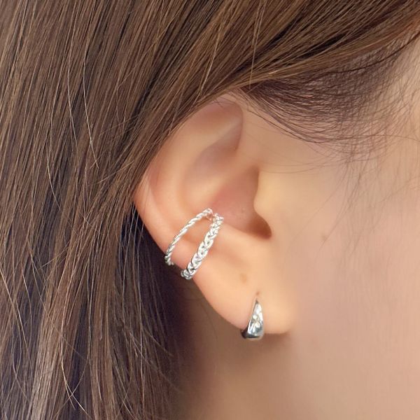 雙層麻花編織 純銀耳骨夾 單支售 