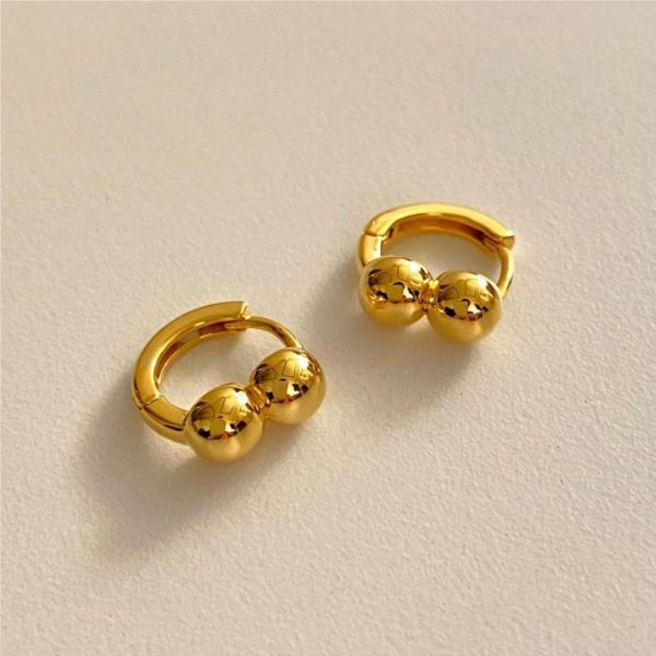 韓國 雙胞胎圓珠 洗澡睡覺免拆 純銀易扣耳環 韓系純銀耳環,S925抗敏耳釘,女生氣質耳環推薦,小巧純銀耳環,抗敏耳環不過敏,百搭日常耳環,簡約韓系耳飾