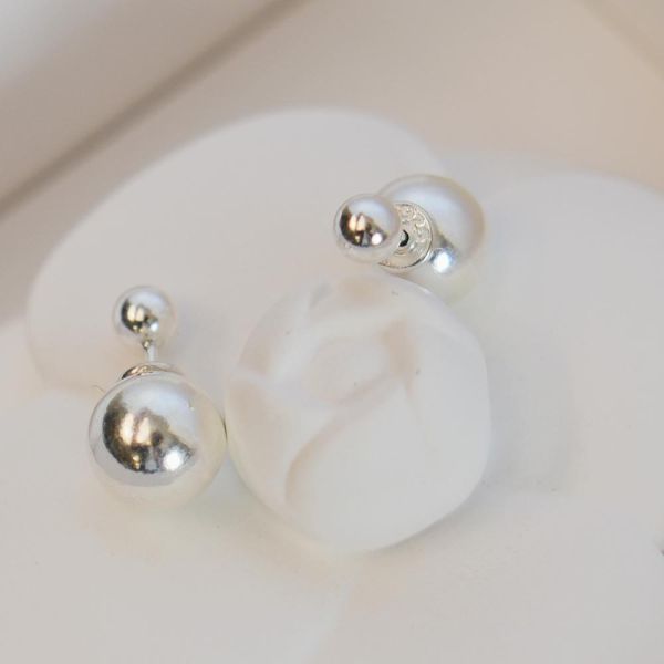 經典！雙圓珠 s925純銀耳環 