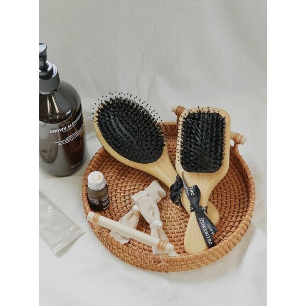 撫平毛躁!! 天然豬鬃毛氣墊梳 