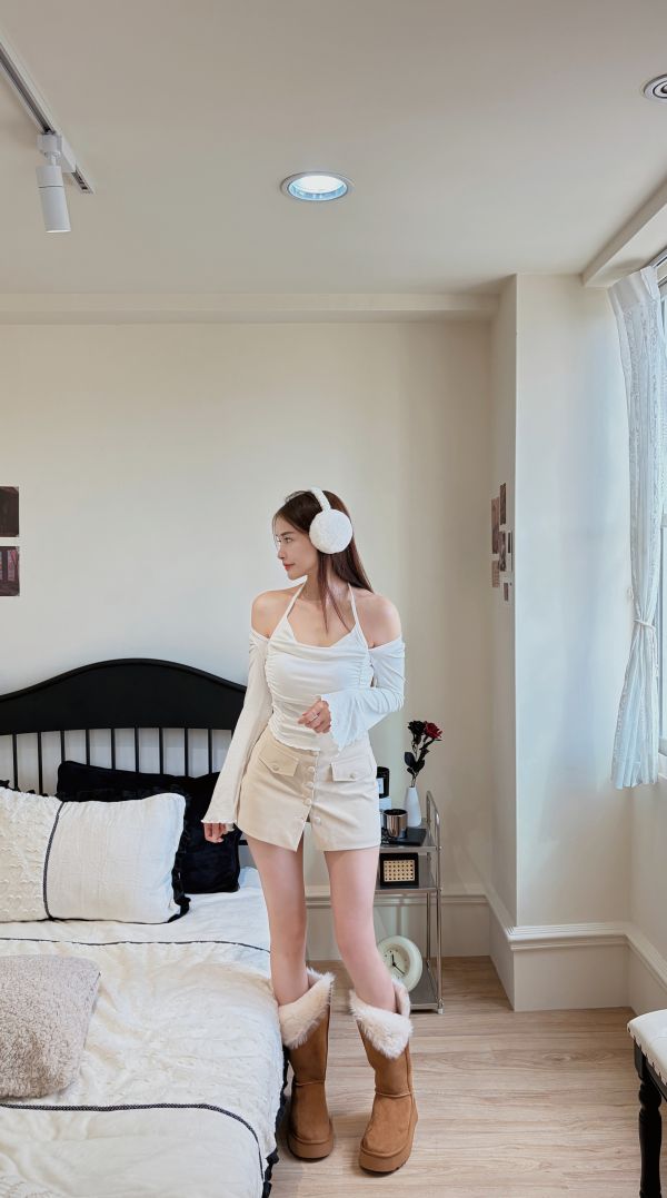 Xmas純欲系假兩件垂領繞脖Bratop 白 