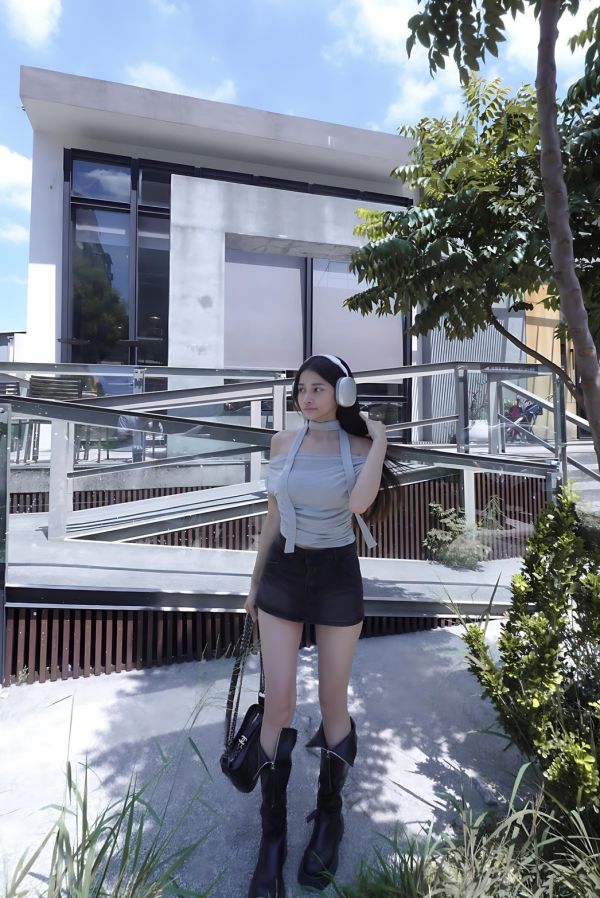 MIAMI美式刷色牛仔短褲裙 黑灰色 