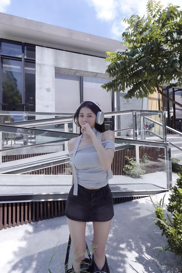 MIAMI美式刷色牛仔短褲裙 黑灰色 