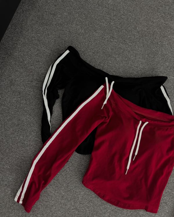 COZY 一字領線條抽繩Bratop 紅 