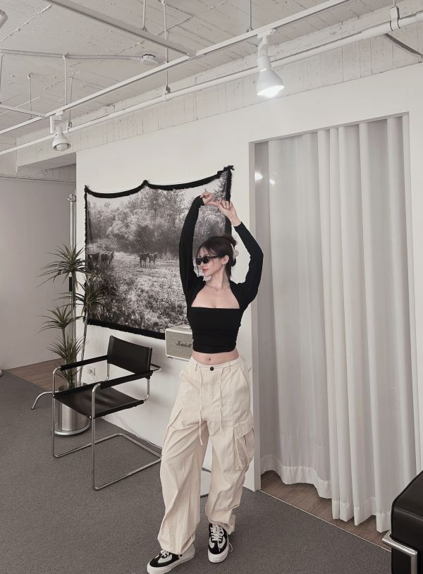 COZY大推坎肩罩衫+平口Bratop套裝 黑 