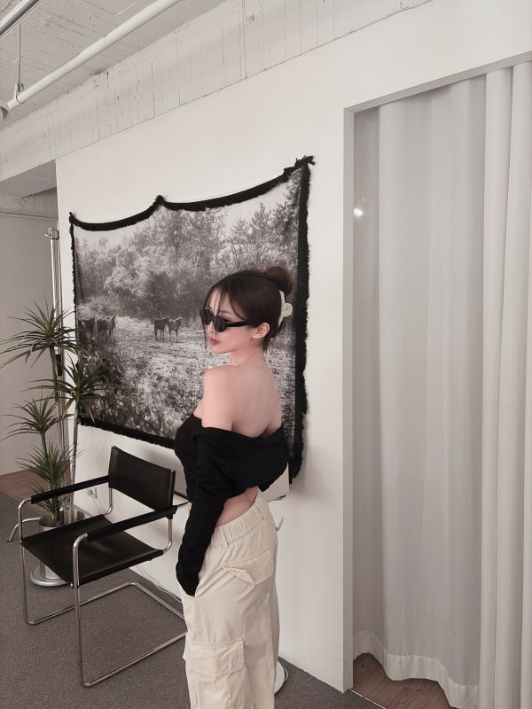 COZY大推坎肩罩衫+平口Bratop套裝 黑 