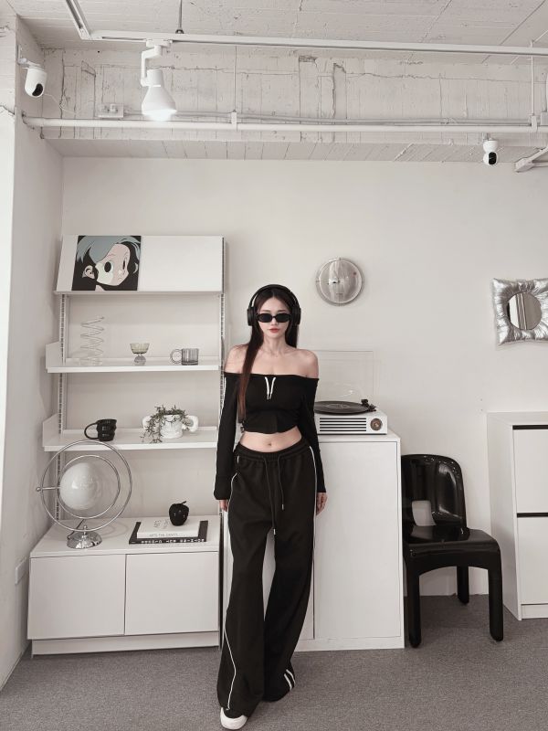 COZY 女團甜酷線條抽繩棉褲 