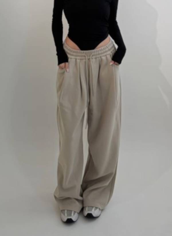 Xmas高級Jennie厚磅彎刀棉褲 灰杏 