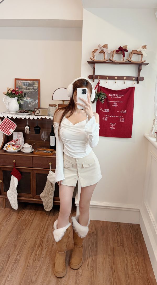 Xmas純欲系假兩件垂領繞脖Bratop 白 