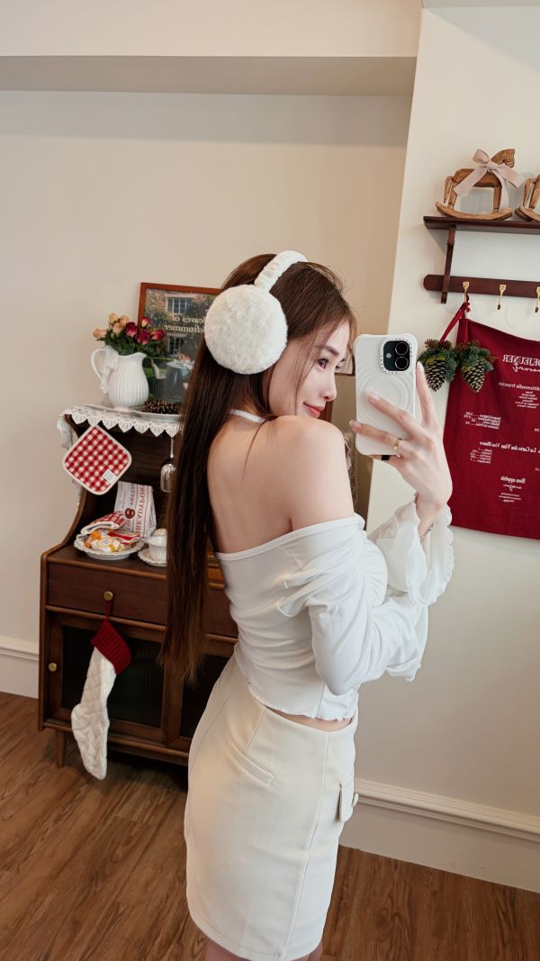 Xmas純欲系假兩件垂領繞脖Bratop 白 