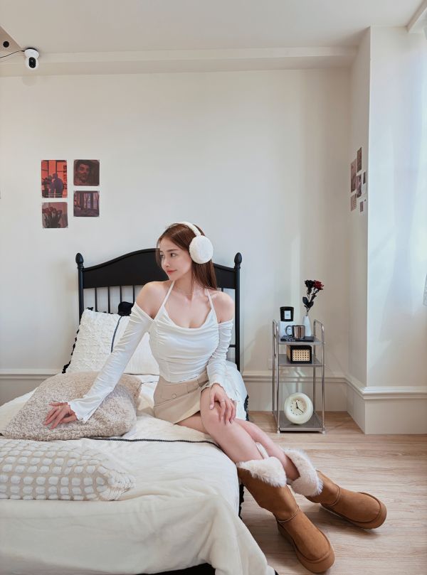 Xmas純欲系假兩件垂領繞脖Bratop 白 