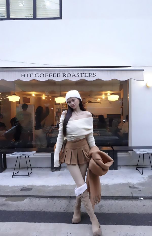 美拉德麂皮百褶褲裙 美拉德駝 