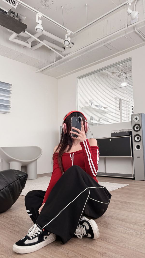 COZY 女團甜酷線條抽繩棉褲 