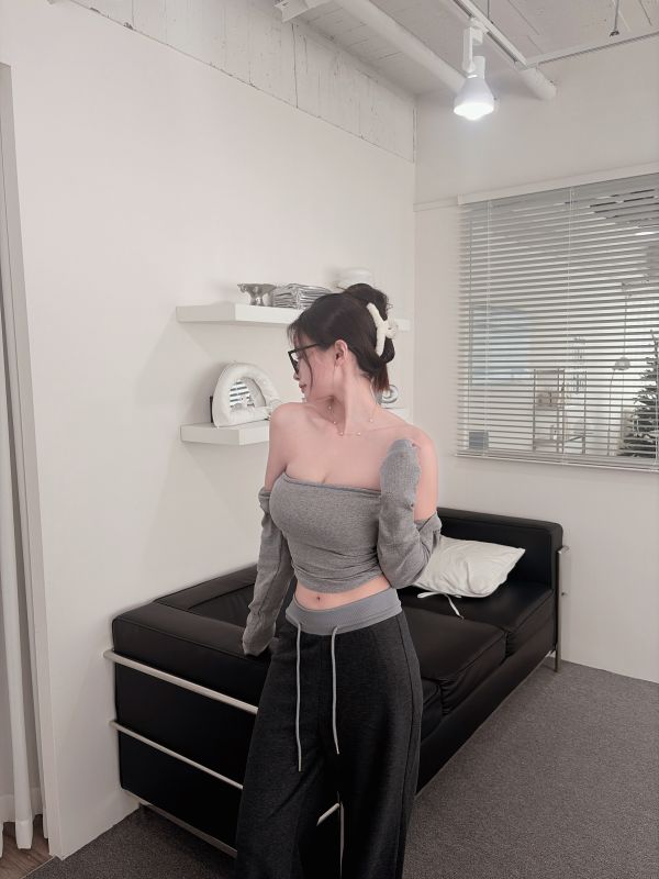 COZY大推坎肩罩衫+平口Bratop套裝 灰 