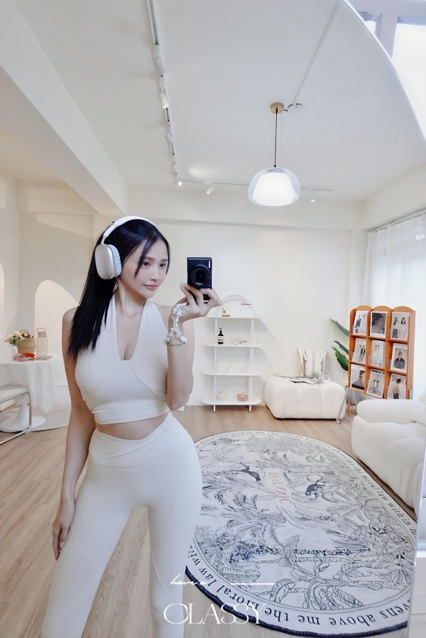 高質感繞脖瑜珈套裝-杏色 高質感繞脖瑜珈套裝