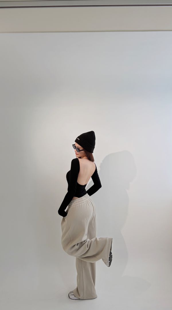 Xmas高級Jennie厚磅彎刀棉褲 灰杏 