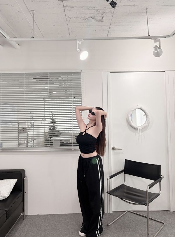 COZY 女團甜酷線條抽繩棉褲 