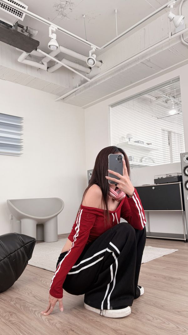 COZY 女團甜酷線條抽繩棉褲 