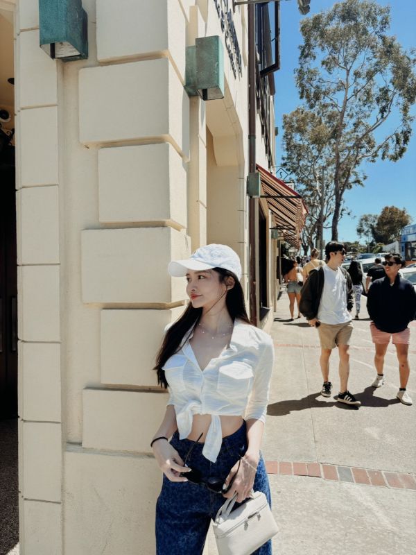 LA美式度假短版綁帶上衣 