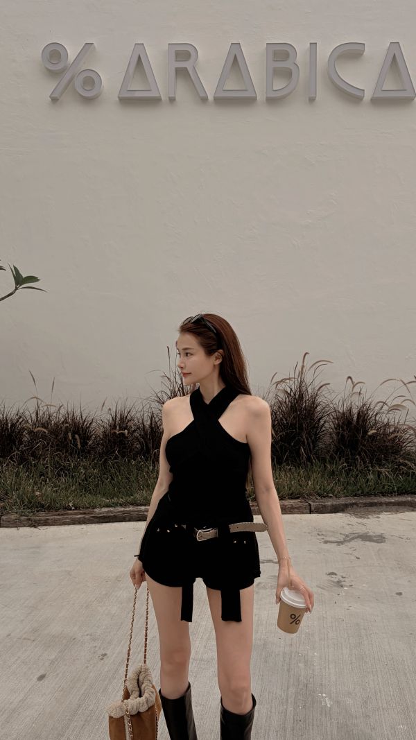 Xmas溫柔氣質針織繞脖+小外套套裝 黑 