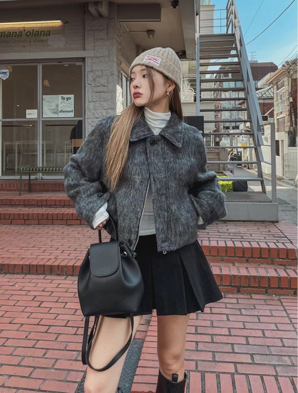 馬海毛羊毛後頸皮革夾克（男/女） 