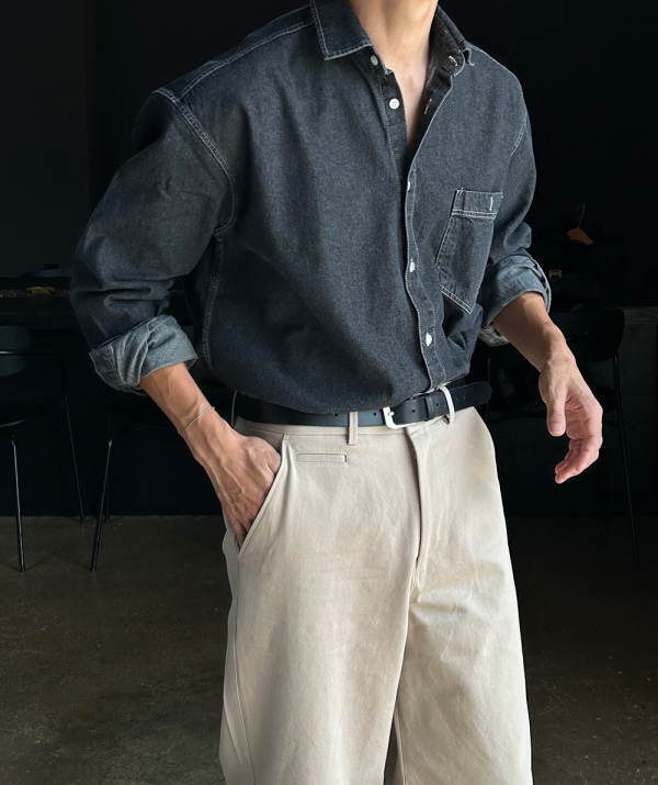 Stone 長袖牛仔襯衫 