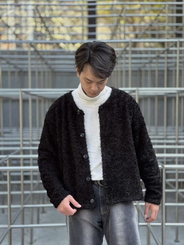 小香風絨球開襟衫 