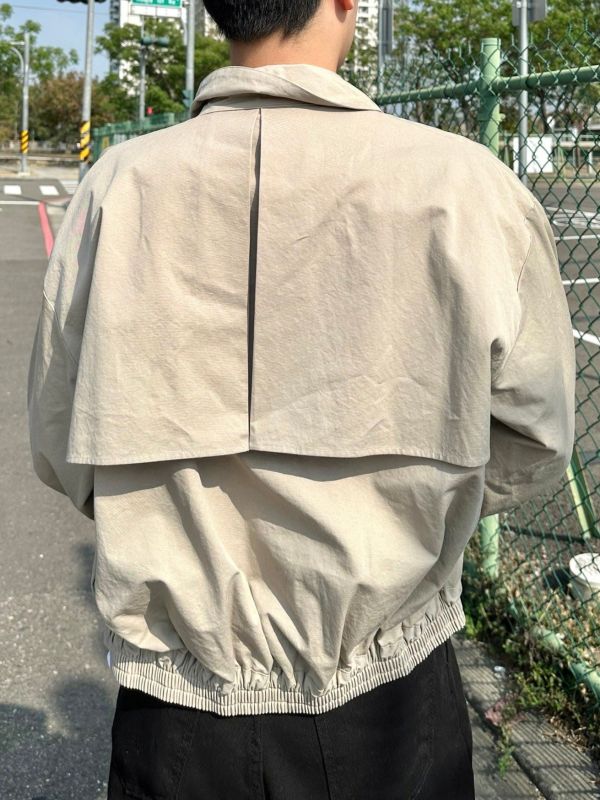 短版單胸開口綁帶飛行外套 