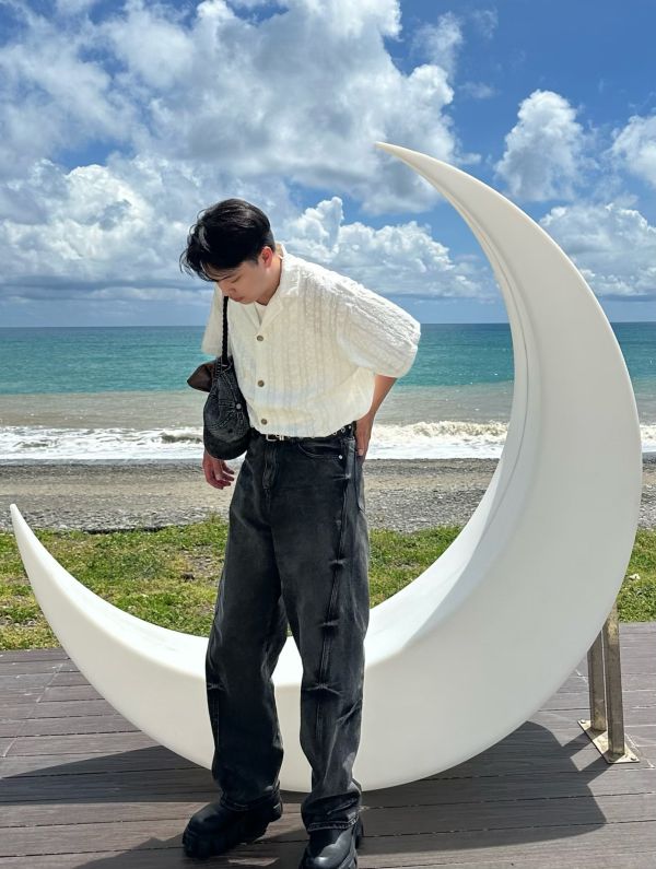 緹花古巴領短襯 