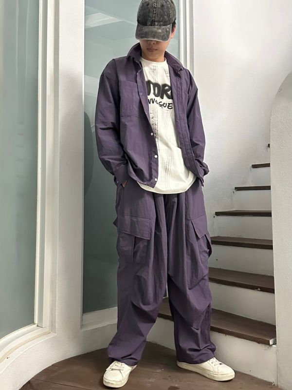 休閒抽繩縮口尼龍套裝 