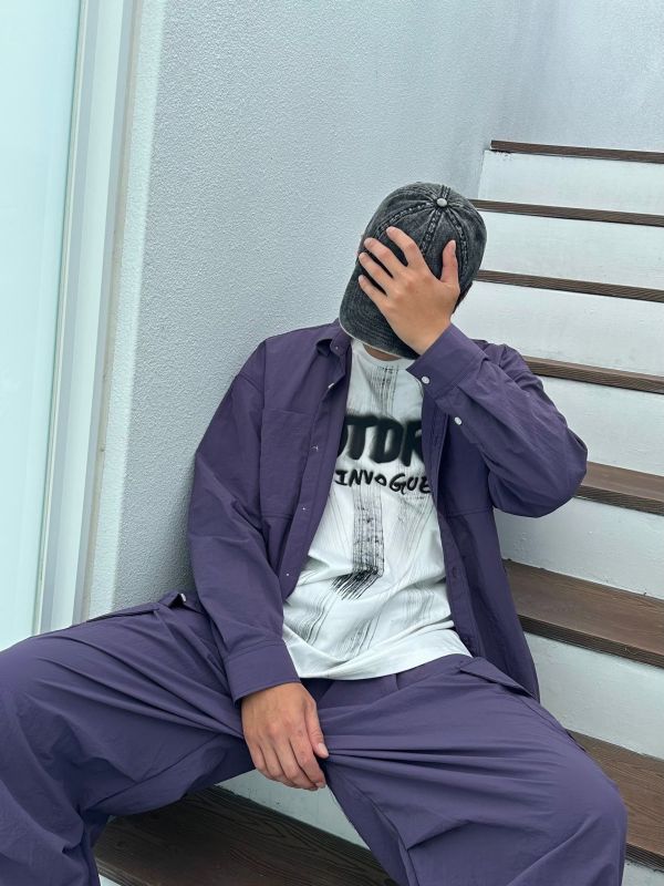 休閒抽繩縮口尼龍套裝 