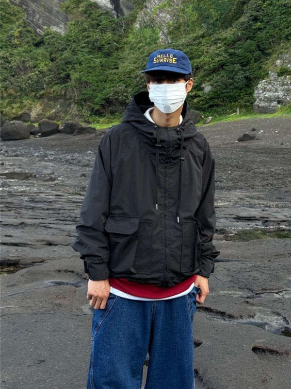 沙漠 機能 工裝 大口袋 連帽 風衣 