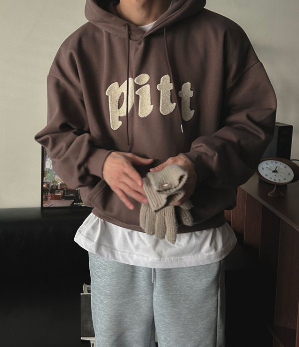 pitt 刺繡絨布帽T 
