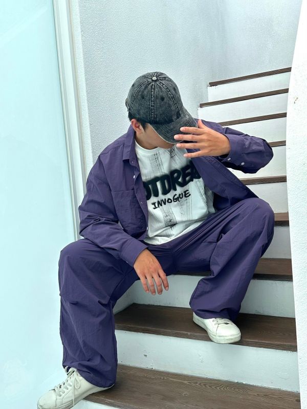 休閒抽繩縮口尼龍套裝 