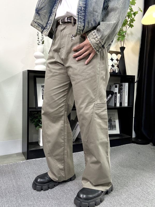 輕棉 曲型剪裁 工裝褲 