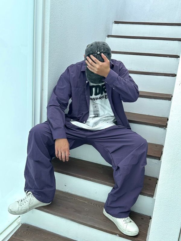 休閒抽繩縮口尼龍套裝 