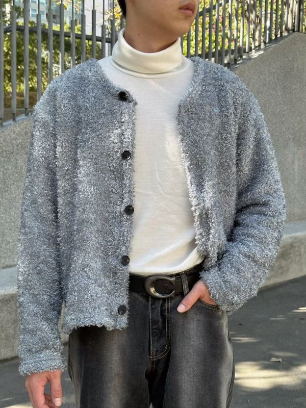 小香風絨球開襟衫 