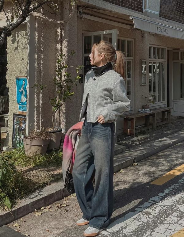 馬海毛羊毛後頸皮革夾克（男/女） 