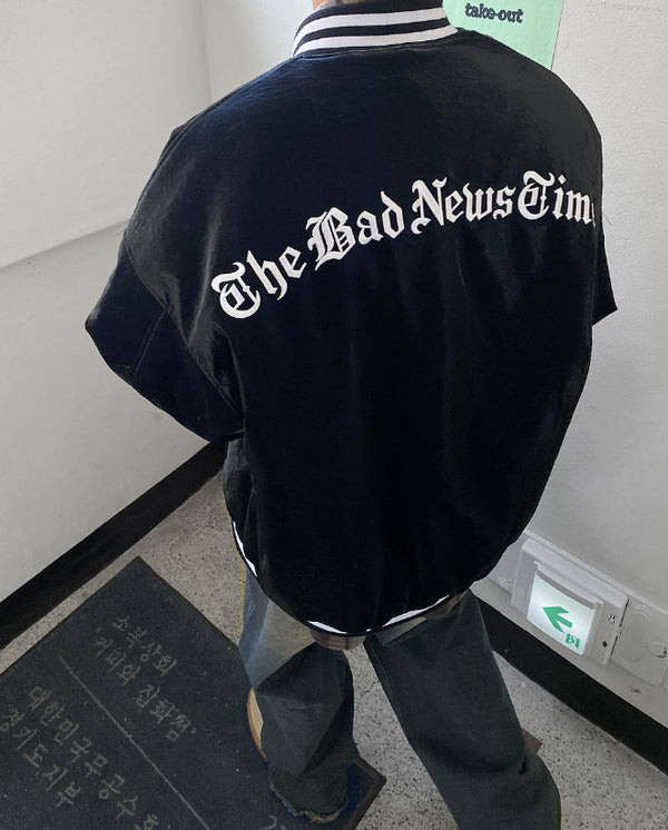 金屬光澤哥德棒球外套（內鋪棉） 