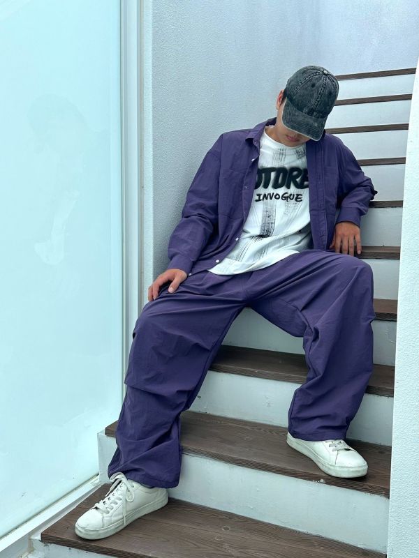 休閒抽繩縮口尼龍套裝 