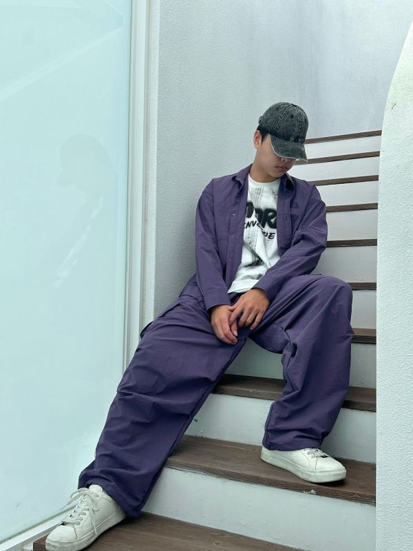 休閒抽繩縮口尼龍套裝 
