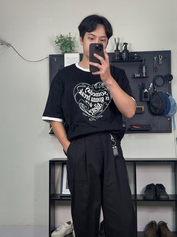 somebody 愛心 拼色 短袖 
