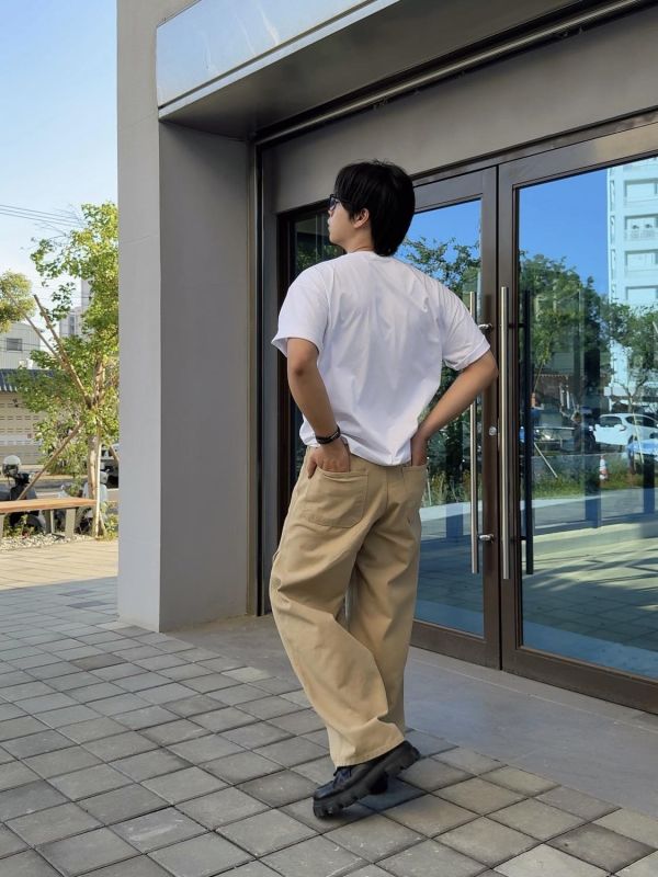 中曲線 後鬆緊 繭型褲 