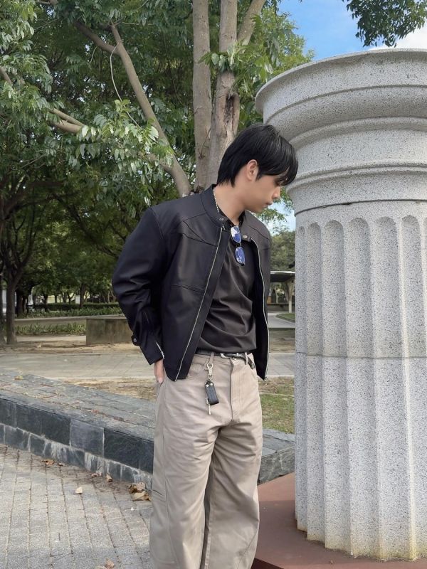 側口袋 曲型剪裁 闊腿褲 