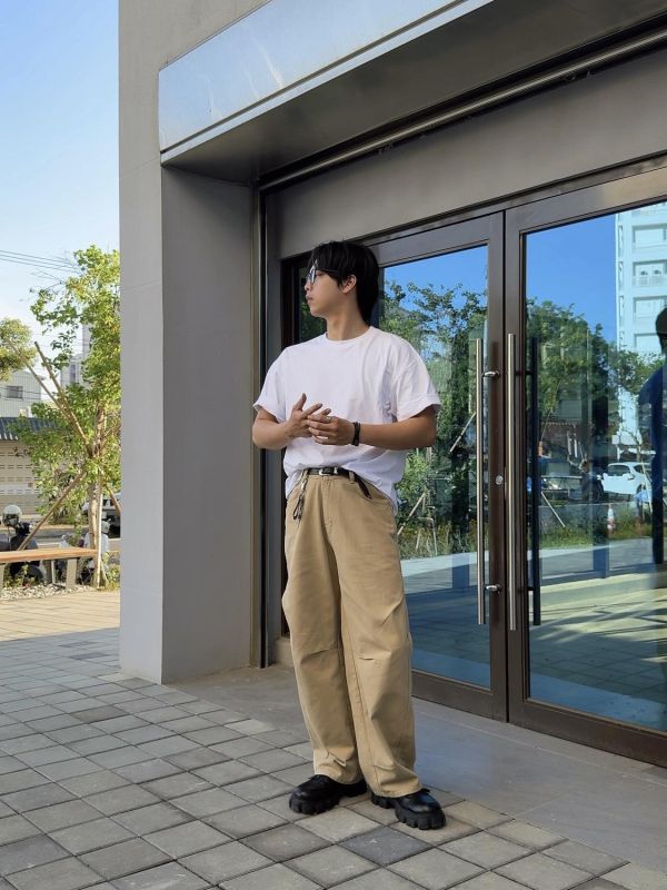 中曲線 後鬆緊 繭型褲 