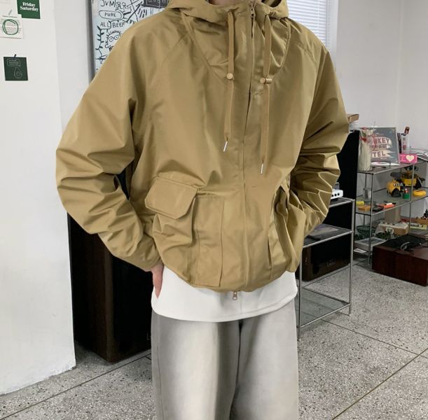 沙漠 機能 工裝 大口袋 連帽 風衣 